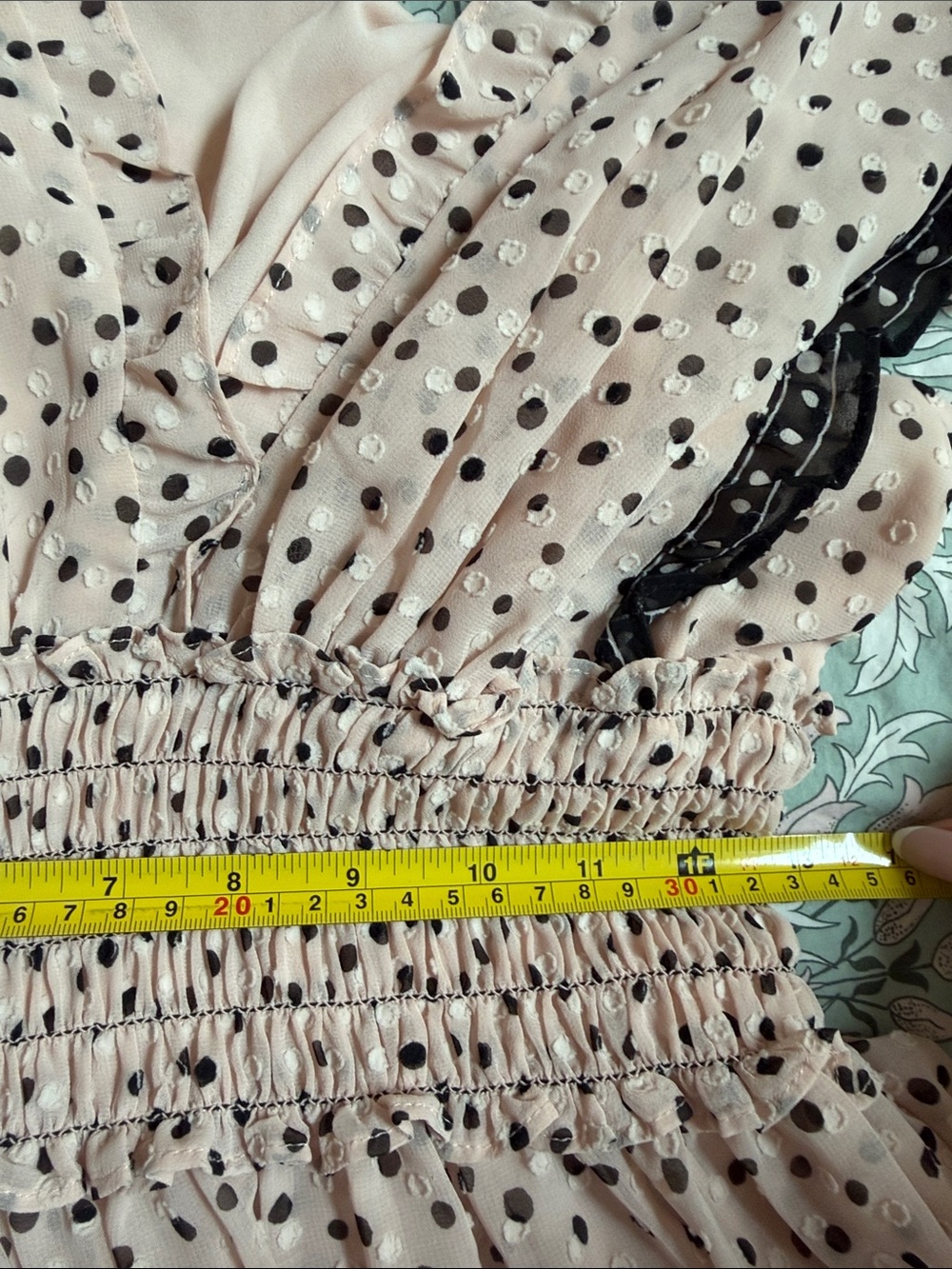 Max Studio Blush Polka Dot Maxi Dress with Black Trim - Picture 7 of 7